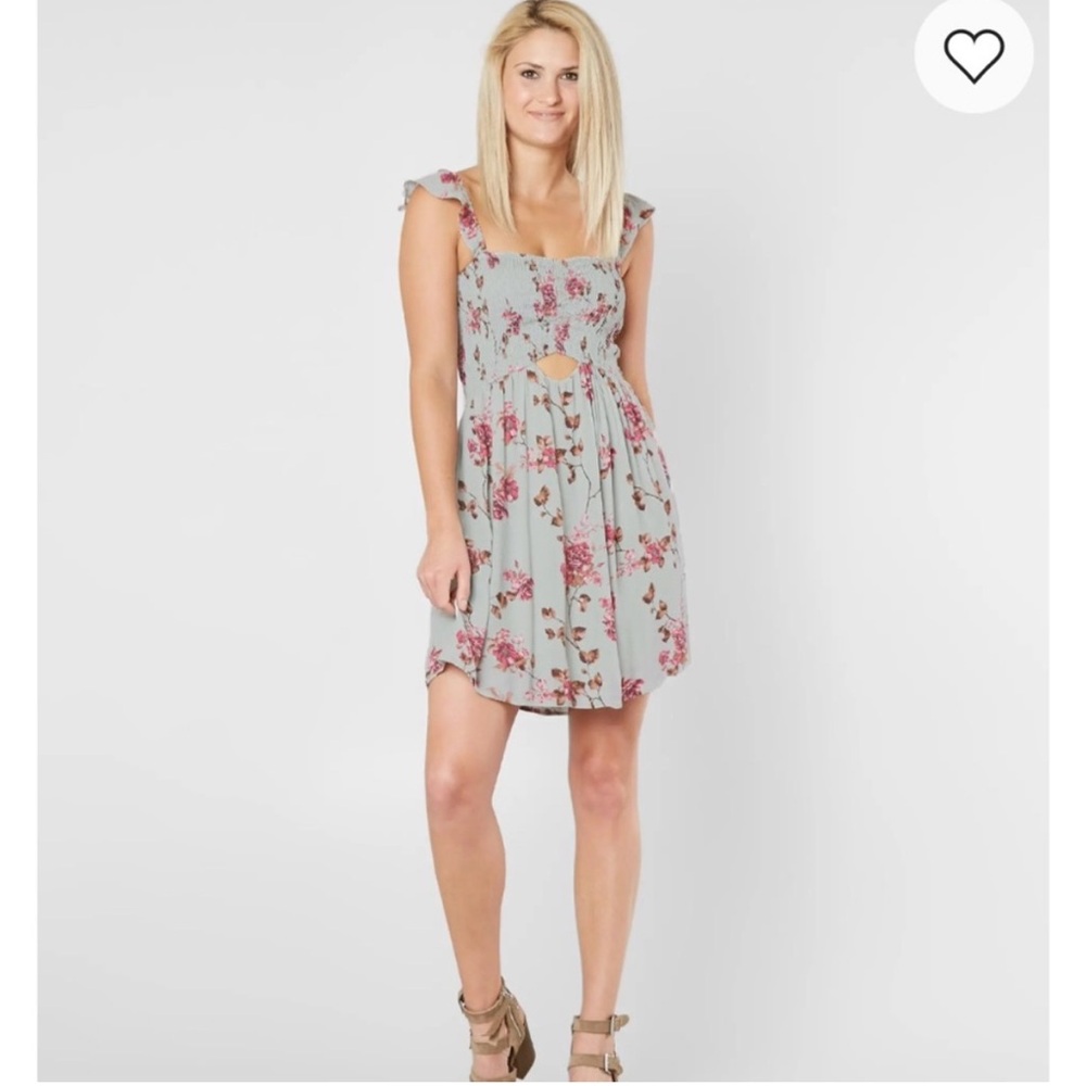 Altar'd State Sage Mini Dress with Vintage Mauve Floral Print - Picture 2 of 9